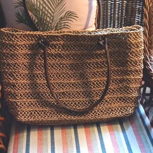 Straw Cappelli bag with leather hanles